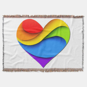 SlipperyJoe's regenboog gelaagde hartvorm rood ora Deken