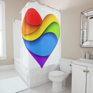 SlipperyJoe's regenboog gelaagde hartvorm rood ora Douchegordijn