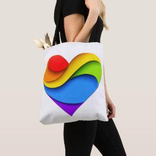 SlipperyJoe's regenboog gelaagde hartvorm rood ora Draagtas
