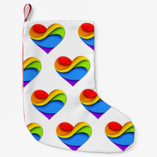 SlipperyJoe's regenboog gelaagde hartvorm rood ora Kleine Kerstsok