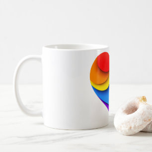 SlipperyJoe's regenboog gelaagde hartvorm rood ora Koffiemok