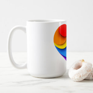 SlipperyJoe's regenboog gelaagde hartvorm rood ora Koffiemok