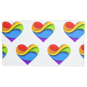 SlipperyJoe's regenboog gelaagde hartvorm rood ora Kussensloop