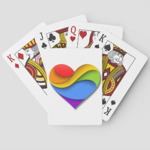 SlipperyJoe's regenboog gelaagde hartvorm rood ora Pokerkaarten