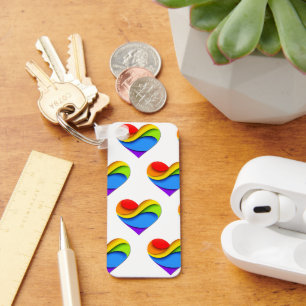 SlipperyJoe's regenboog gelaagde hartvorm rood ora Sleutelhanger