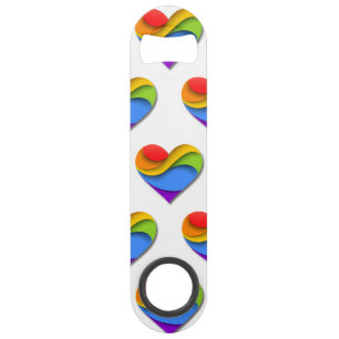 SlipperyJoe's regenboog gelaagde hartvorm rood ora Speed Flessenopener