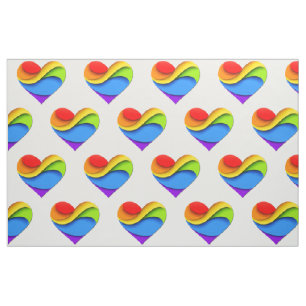 SlipperyJoe's regenboog gelaagde hartvorm rood ora Stof