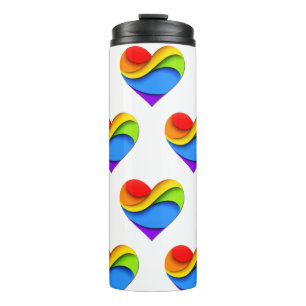 SlipperyJoe's regenboog gelaagde hartvorm rood ora Thermosbeker