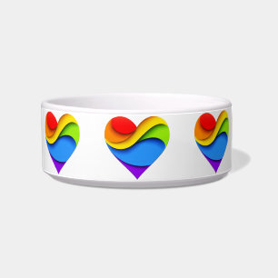SlipperyJoe's regenboog gelaagde hartvorm rood ora Voerbakje