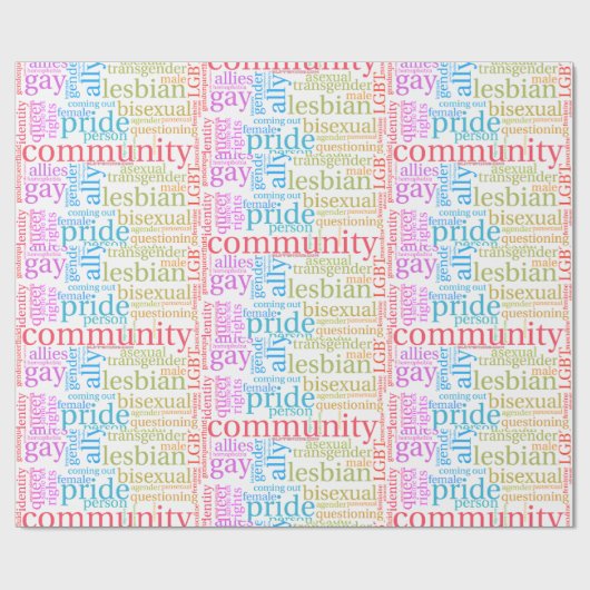 SlipperyJoe's regenboog LGBTQ+ community word clou Cadeaupapier (Vlak)