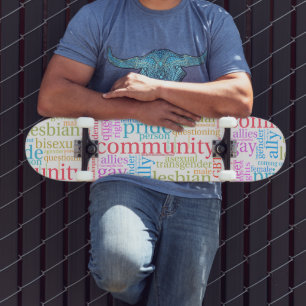 SlipperyJoe's regenboog LGBTQ+ community word clou Skateboard