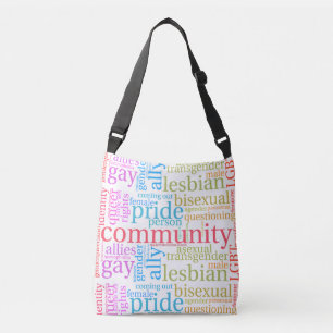 SlipperyJoe's regenboog LGBTQ+ gemeenschap woord w Crossbody Tas