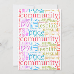 SlipperyJoe's regenboog LGBTQ+ gemeenschap woord w Feestdagenkaart