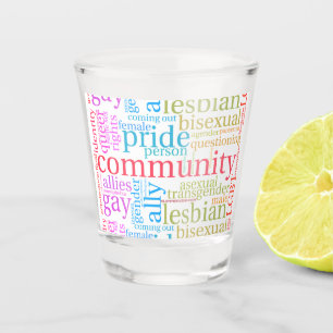 SlipperyJoe's regenboog LGBTQ+ gemeenschap woord w Shot Glas