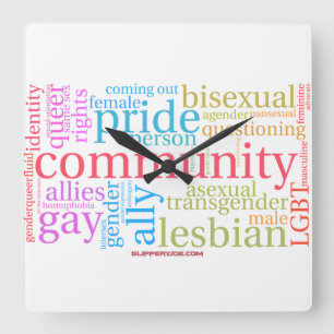 SlipperyJoe's regenboog LGBTQ+ gemeenschap woord w Vierkante Klok