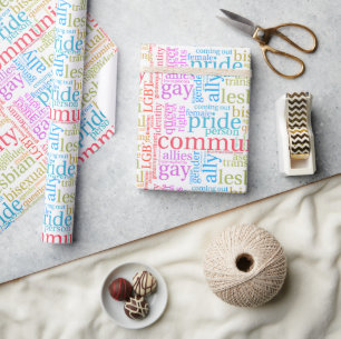 SlipperyJoe's regenboog LGBTQ+ gemeenschap woordwo Cadeaupapier