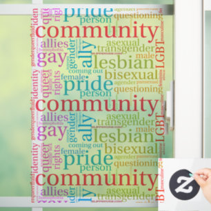 SlipperyJoe's regenboog LGBTQ+ gemeenschap woordwo Raamsticker