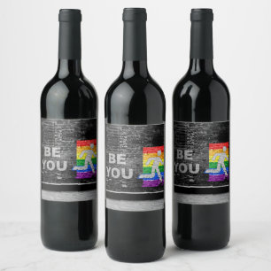 SlipperyJoe's regenboog trots kleurenpaneel stedel Wijn Etiket