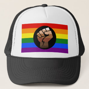 SlipperyJoe's regenboogkleuren gebalde vuist Trucker Pet