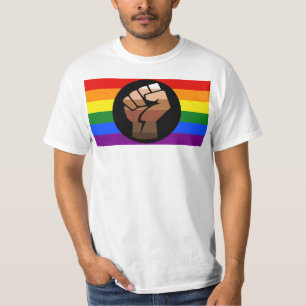 SlipperyJoe's regenboogkleuren vlag gebalde vuist T-shirt