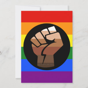 SlipperyJoe's regenboogkleuren vlag opgeheven vuis Feestdagenkaart