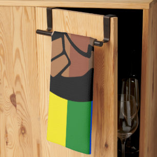 SlipperyJoe's regenboogkleuren vlag opgeheven vuis Theedoek