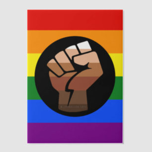 SlipperyJoe's regenboogkleuren vlag opgeheven vuis Vellum Uitnodigingen