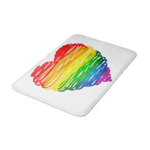 SlipperyJoe's regenboogkleurige hart gekrabbelde w Badmat