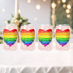 SlipperyJoe's regenboogkleurige hart gekrabbelde w Blikvorm Glas