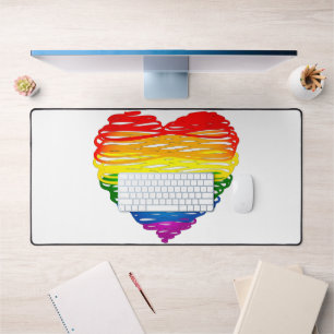 SlipperyJoe's regenboogkleurige hart gekrabbelde w Bureaumat