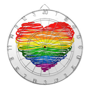 SlipperyJoe's regenboogkleurige hart gekrabbelde w Dartbord