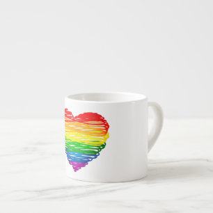 SlipperyJoe's regenboogkleurige hart gekrabbelde w Espresso Kop