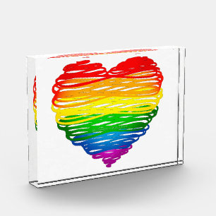 SlipperyJoe's regenboogkleurige hart gekrabbelde w Fotoblokken