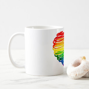 SlipperyJoe's regenboogkleurige hart gekrabbelde w Koffiemok