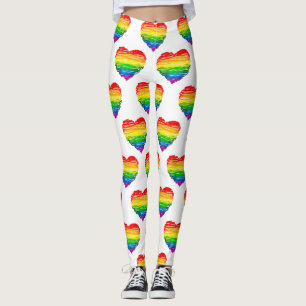 SlipperyJoe's regenboogkleurige hart gekrabbelde w Leggings