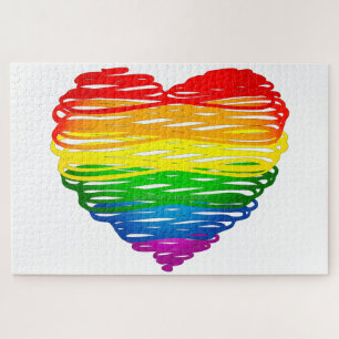 SlipperyJoe's regenboogkleurige hart gekrabbelde w Legpuzzel