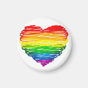 SlipperyJoe's regenboogkleurige hart gekrabbelde w Magneet