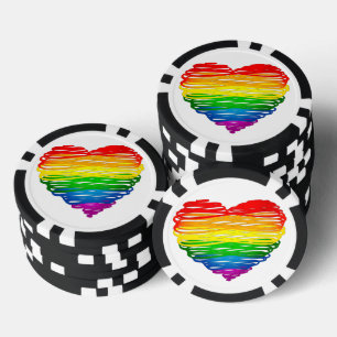 SlipperyJoe's regenboogkleurige hart gekrabbelde w Poker Chips