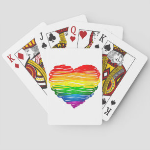 SlipperyJoe's regenboogkleurige hart gekrabbelde w Pokerkaarten