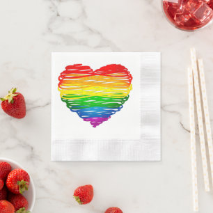 SlipperyJoe's regenboogkleurige hart gekrabbelde w Servet