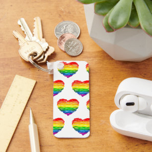 SlipperyJoe's regenboogkleurige hart gekrabbelde w Sleutelhanger