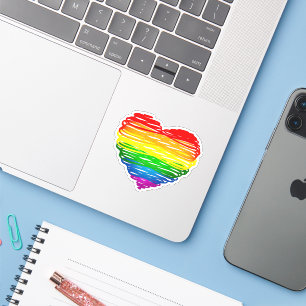 SlipperyJoe's regenboogkleurige hart gekrabbelde w Sticker