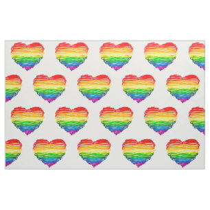 SlipperyJoe's regenboogkleurige hart gekrabbelde w Stof