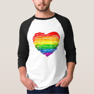 SlipperyJoe's regenboogkleurige hart gekrabbelde w T-shirt