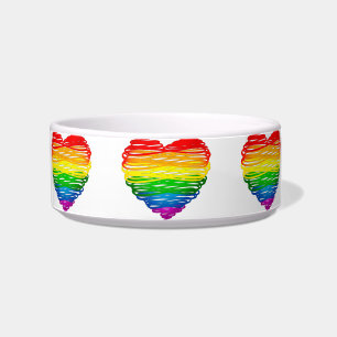 SlipperyJoe's regenboogkleurige hart gekrabbelde w Voerbakje