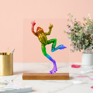 SlipperyJoe's regenboogkleurige kikker weergegeven Acryl Bord