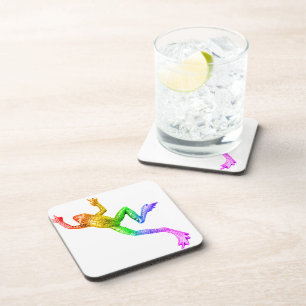 SlipperyJoe's regenboogkleurige kikker weergegeven Bier Onderzetter