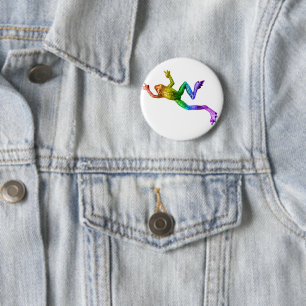 SlipperyJoe's regenboogkleurige kikker weergegeven Ronde Button 5,7 Cm