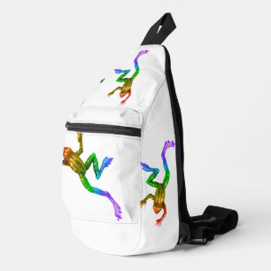 SlipperyJoe's regenboogkleurige kikker weergegeven Sling Bag