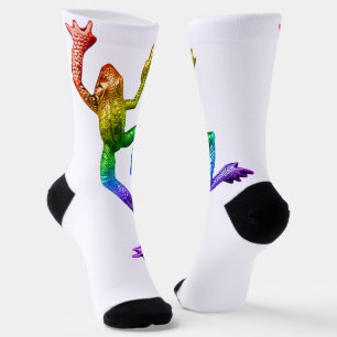 SlipperyJoe's regenboogkleurige kikker weergegeven Sokken